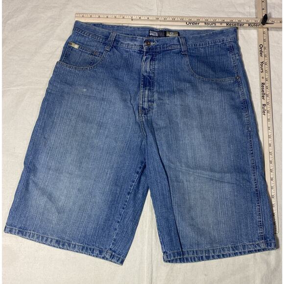 Men’s 38- Vintage Y2K SouthPole Wide Leg Gold Tab Jnco Jean Shorts - Picture 1 of 8